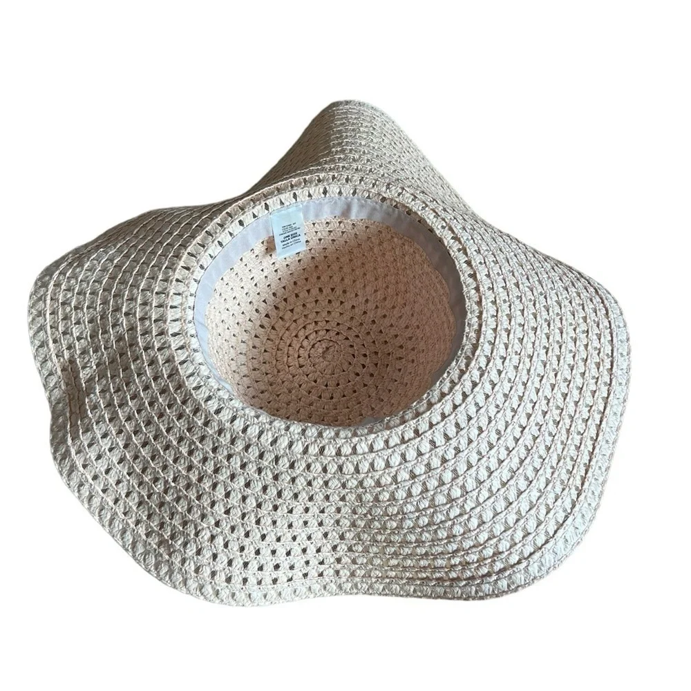 Pink Straw Hat Gold Band One Size